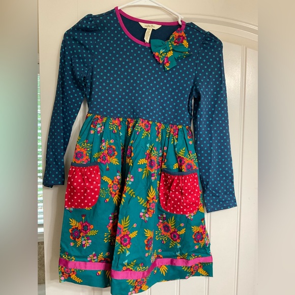 Matilda Jane Other - Matilda Jane Blue Green Puff long Sleeve Sundress size 8